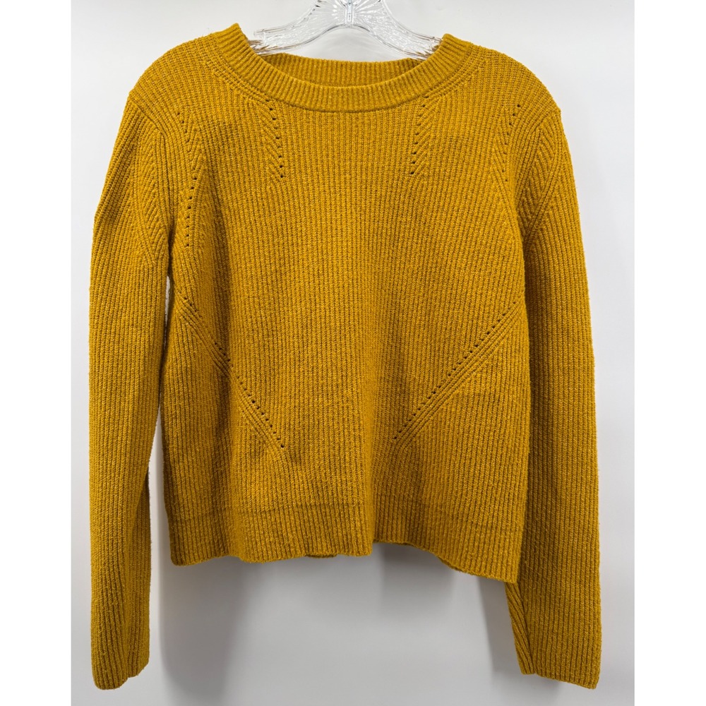 Banana Republic Mustard Yellow Shaker Stitch Crewneck Sweater Womens Small